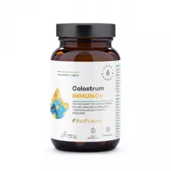 Colostrum IMMUNO+ 400 mg Siary Bydlęcej z Naturalnymi Ekstraktami Roślinnymi BioPerine (60 kaps) Aura Herbals