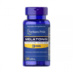 Melatonina 3 mg Poprawa jakości snu Lepszy sen Jet lag (240 tab) Puritan's Pride