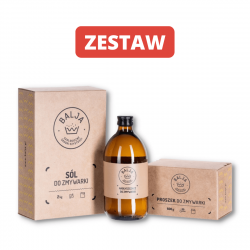 Zestaw do zmywarki Sól 2 kg + Nabłyszczacz 500 ml + Proszek 600 g Ekologiczne Biodegradowalne BALJA