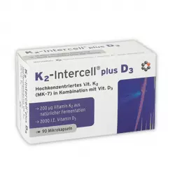 Witamina K2-Intercell plus Witamina D3 Zdrowe kości Prawidłowe funkcjonowanie układu krwionośnego (90 kaps) Mito-Pharma
