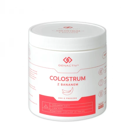 Colostrum Bovinum Bioaktywny Liofilizat 2h 1500 mg z Bananem Wsparcie Odporności w Proszku 200 g Genactiv