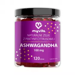 ASHWAGANDHA 100 mg Naturalne Żelki z Pektyny Cytrusowej o Smaku Malinowym VEGE (120 szt) MyVita