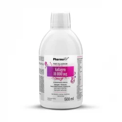 Kolagen w Płynie 10 000 mg Kwas Hialuronowy Organiczny Biotyna Ekstrakty Roślinne i Witaminy o Smaku Owocowym 500 ml Pharmovit