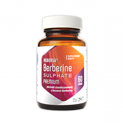 Berberine Sulphate PREMIUM Berberyna Standaryzowany Ekstrakt z Korzenia Berberysu REBERSA (60 kaps) Hepatica