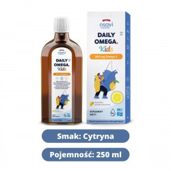 Daily Omega Kids 800 mg Omega-3 Nienasycone Kwasy Tłuszczowe DHA i EPA z Aromatem Cytrynowym dla Dzieci 250 ml Osavi