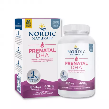 Prenatal DHA Kwasy Omega-3 830 mg dla Kobiet w Ciąży z witaminą D3 (90 sg) Nordic Naturals