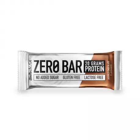 ZERO BAR Baton Proteinowy o Wysokiej Zawartości Białka o Smaku Podwójnej Czekolady Bez Laktozy Bez Glutenu 50 g BioTechUSA
