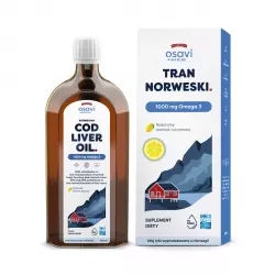 Tran Norweski 1000 mg Omega-3 Nienasycone Kwasy Tłuszczowe DHA i EPA z Aromatem Cytrynowym 500 ml Osavi