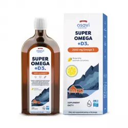 Super Omega + D3 2900 mg Omega-3 Nienasycone Kwasy Tłuszczowe DHA i EPA z Aromatem Cytrynowym 500 ml Osavi