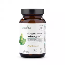 Ekstrakt z Pestek Winogron 550 mg Wsparcie Układu Krążenia i Pracy Wątroby VEGE (60 kaps) Aura Herbals