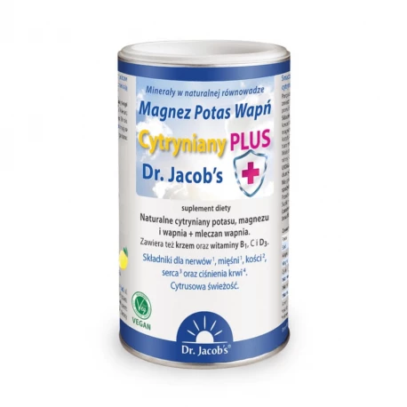 Magnez Potas Wapń Cynk Witamina C Cytryniany PLUS Minerały Proszek 300 g Dr. Jacob's