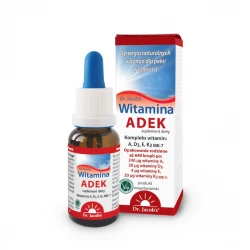 Witaminy ADEK Bioaktywne Krople Podjęzykowe Rozpuszczone w Oleju MCT z Kokosa 20 ml Dr. Jacob's