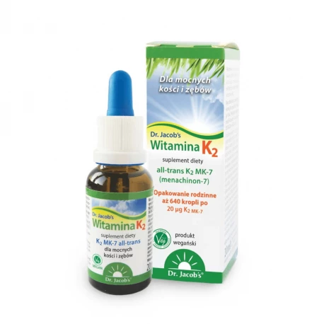 Witamina K2 MK-7 Menachinon-7 Krople Podjęzykowe 20 µg MCT 20 ml Dr. Jacob's
