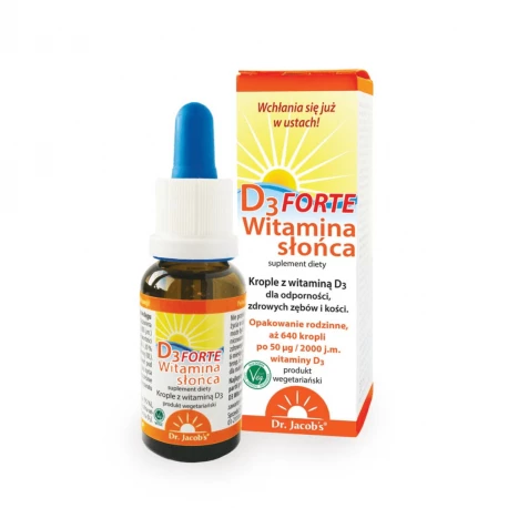 Witamina D3 FORTE Krople Podjęzykowe 2000 IU 50 µg MCT 20 ml Dr. Jacob's