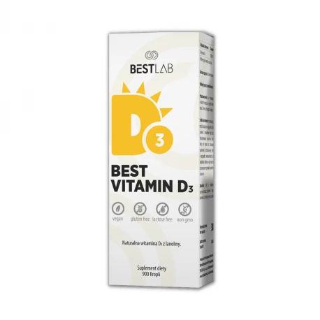 Best Vitamin D3 Witamina D3 1000 IU w Kroplach 30 ml Cholekalcyferol BestLab