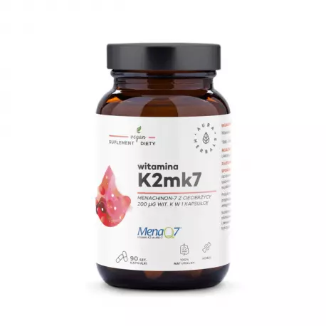 Witamina K2 MK-7 Menachion-7 z Ciecierzycy 200 mcg Witaminy K (90 kaps) Aura Herbals