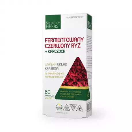 Fermentowany Czerwony Ryż + Karczoch 260 mg (80 kaps) Medica Herbs