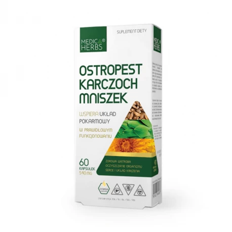 Ostropest Karczoch Mniszek 540 mg Wsparcie Trawienia (60 kaps) Medica Herbs