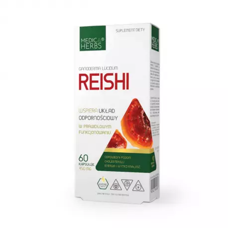 Grzyby Reishi Standaryzowane 30% 450 mg Odporność (60 kaps) Medica Herbs