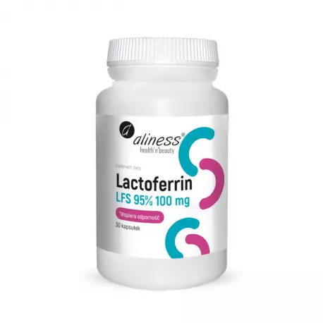 Lactoferrin LFS 95% 100 mg Laktoferyna + Witamina C (30 kaps) Aliness