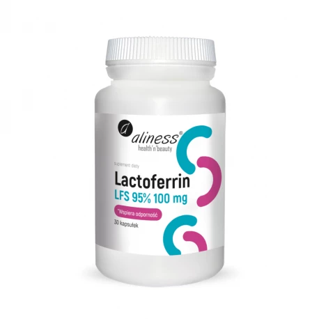 Laktoferyna Lactoferrin LFS 95% 100 mg + Witamina C (30 kaps) Aliness