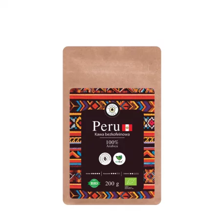 Kawa Ziarnista Bezkofeinowa 100% Arabica PERU EKO 200 g EcoBlik