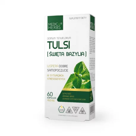 Tulsi (Święta Bazylia) 450 mg Wsparcie Samopoczucia (60 kaps) Medica Herbs