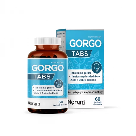 Gorgo Tabs 600 mg Probiotyk Wsparcie Gardła (60 tabletek do ssania) Narum