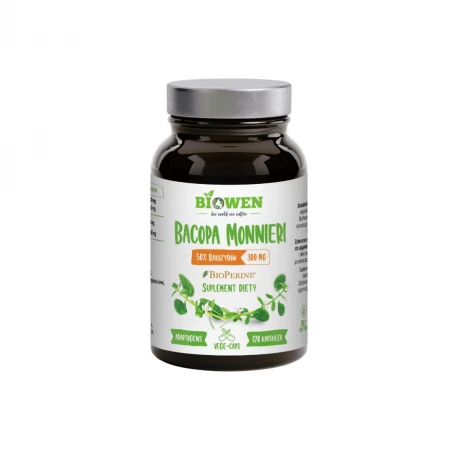 Bacopa Monnieri 300 mg 50% Bakozydów + Piperyna (120 kaps) Biowen