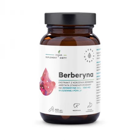 Berberyna HCL 490 mg Ekstrakt z Korzenia Berberies aristata (60 kaps) VEGE Aura Herbals