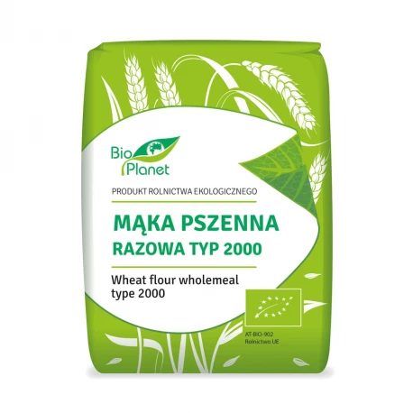 Mąka Pszenna Razowa Pełnoziarnista TYP 2000 BIO Ekologiczna 1 kg Bio Planet