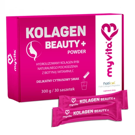 Kolagen Beauty+ 5000 mg Hydrolizowany Rybi Morski z Biotyną i Witaminą C Typ I i III (30 sasz) MyVita