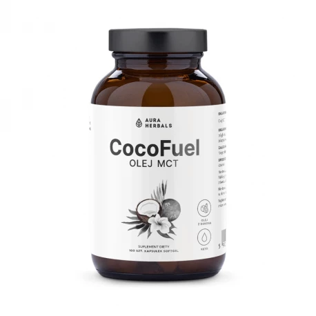 CocoFuel Olej MCT Czysty Olej z Kokosa 100% 1000 mg (100 kaps) Aura Herbals