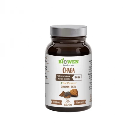 Chaga Ekstrakt Polisacharydy Beta-glukan 400 mg (90 kaps) Biowen