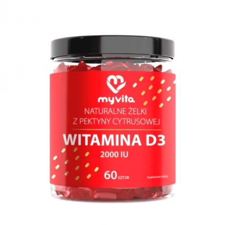 WITAMINA D3 2000 IU Naturalne Żelki z Pektyny Cytrusowej o Smaku Pomarańczowym (60 szt) MyVita (OUTLET)