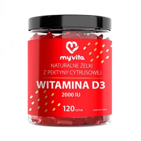 WITAMINA D3 2000 IU Naturalne Żelki z Pektyny Cytrusowej o Smaku Pomarańczowym (120 szt) MyVita (OUTLET)