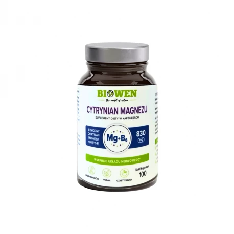 Cytrynian Magnezu + Witamina B6 VEGE (100 kaps) Biowen