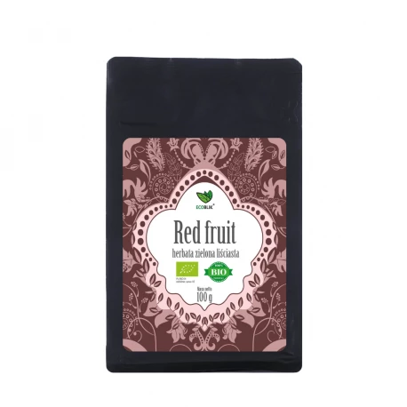 Ekologiczna Herbata Zielona Liściasta RED FRUIT z Truskawkami 100 g EcoBlik