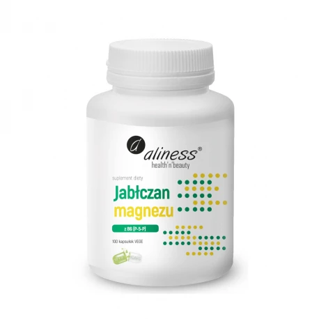 Magnez Jabłczan Magnezu + Witamina B6 P-5-P (100 kaps) Aliness