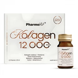 Kolagen Wołowy 12 000 mg Max Biotyna Niacynamid Witamina C 30 butelek x 30 ml Pharmovit