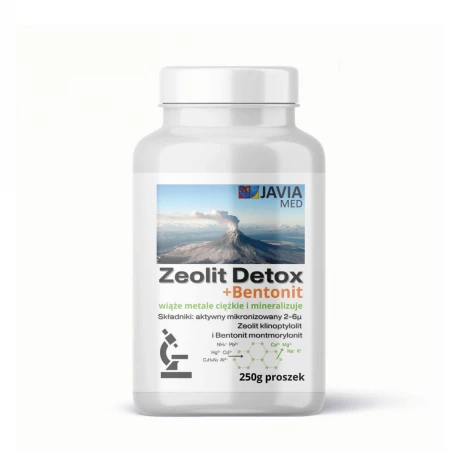 Zeolit Detox + Bentonit Aktywny Mikronizowany Klinoptylolit 2-6μm Proszek 250 g Javia Med