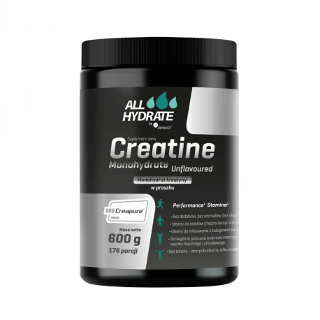 Creatine Monohydrat Kreatyny ALLHydrate Creapure Neutral w Proszku 600 g Aliness
