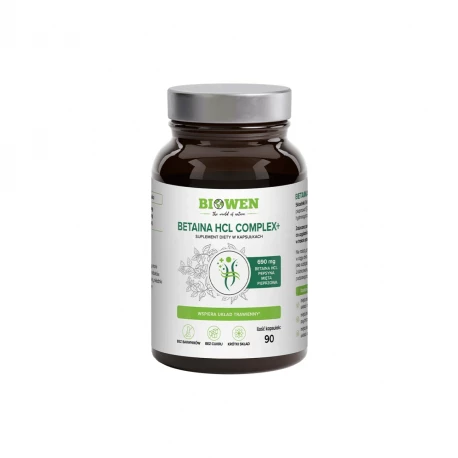 Betaina HCL + Pepsyna Mięta Pieprzowa 690 mg  (90 kaps) Biowen