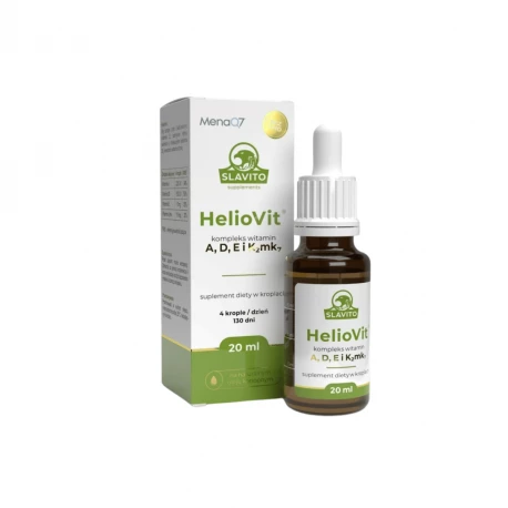 HelioVit Witaminy ADEK Kompleks Witamin A+D+E+K2 MK-7 Krople 20 ml Slavito