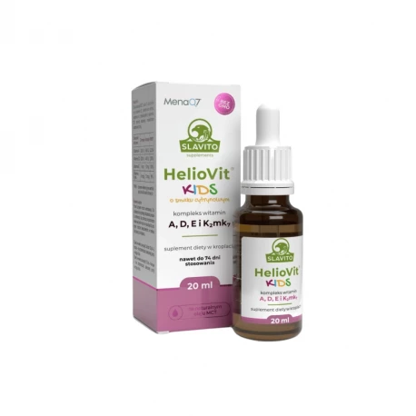 HelioVit KIDS Kompleks Witamin ADEK (K2 MK-7) dla Dzieci o Smaku Cytrynowym Krople 20 ml Slavito