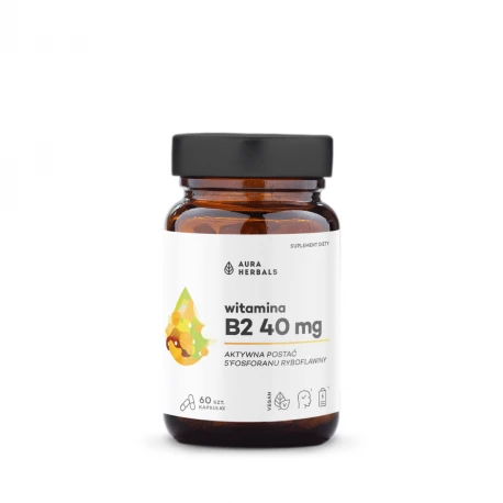 Witamina B2 Ryboflawina 5-Fosforan Ryboflawiny R-5-P 40 mg (60 kaps) Aura Herbals