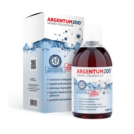 Argentum200 Niejonowe Srebro 25 ppm Płyn Tonik 500 ml Aura Herbals