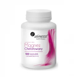 Magnez Chelatowany Diglicynian 720 mg + Witamina B6 P-5-P (100 kaps) Aliness