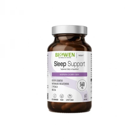 Sleep Support Kozłek Lekarski Melatonina z Pistacji Melisa 560 mg (60 kaps) Biowen
