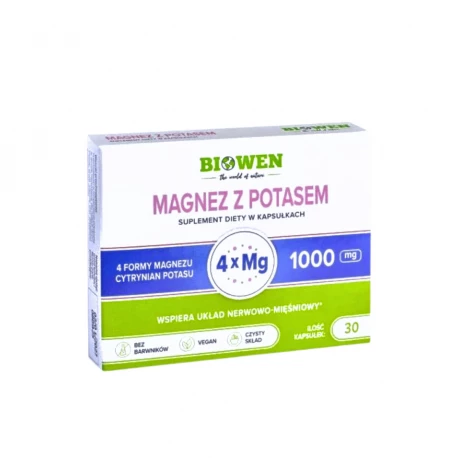 Magnez 4 Formy + Potas 1000 mg VEGE (30 kaps) Biowen